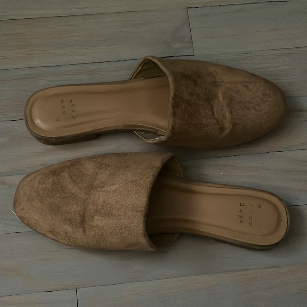 Target Tan Mules Plush Comfort Slip-On